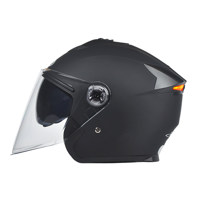 Casco da motociclista aperto con fanale posteriore di sicurezza a 666 LED, doppie visiere