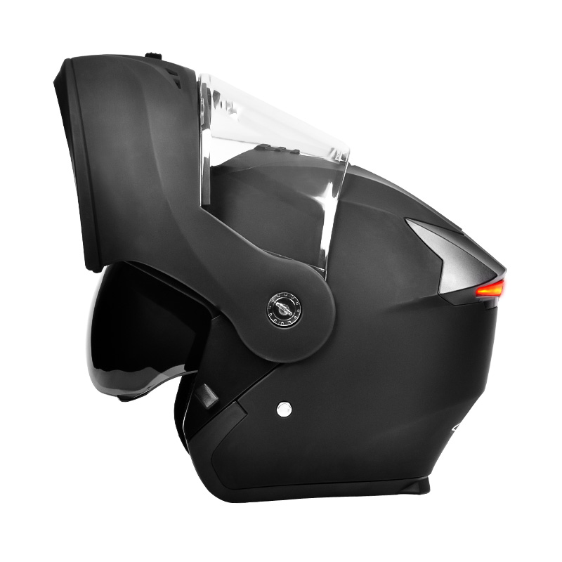 Casco da motociclista con fanale posteriore di sicurezza a 107 LED, doppie visiere, casco ribaltabile