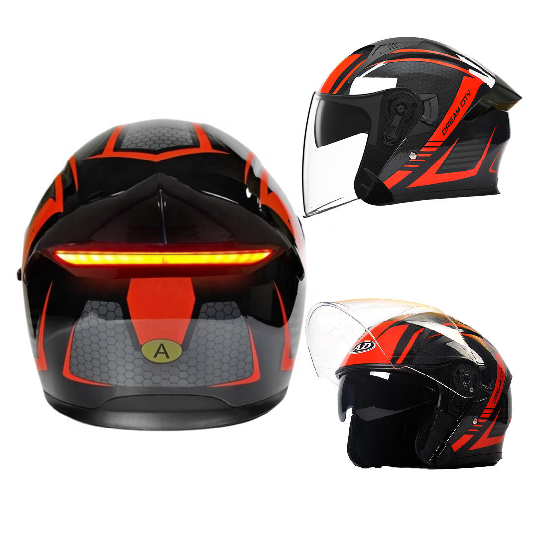 Casco da motociclista con fanale posteriore di sicurezza K5 LED Intelligence, certificato DOT, a faccia aperta